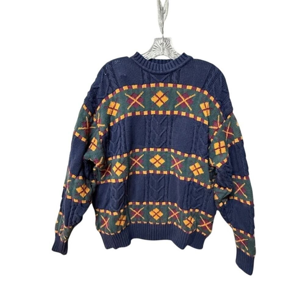 Men's Vintage 80s -90s Liz Claiborne Sweater Geometric Design M